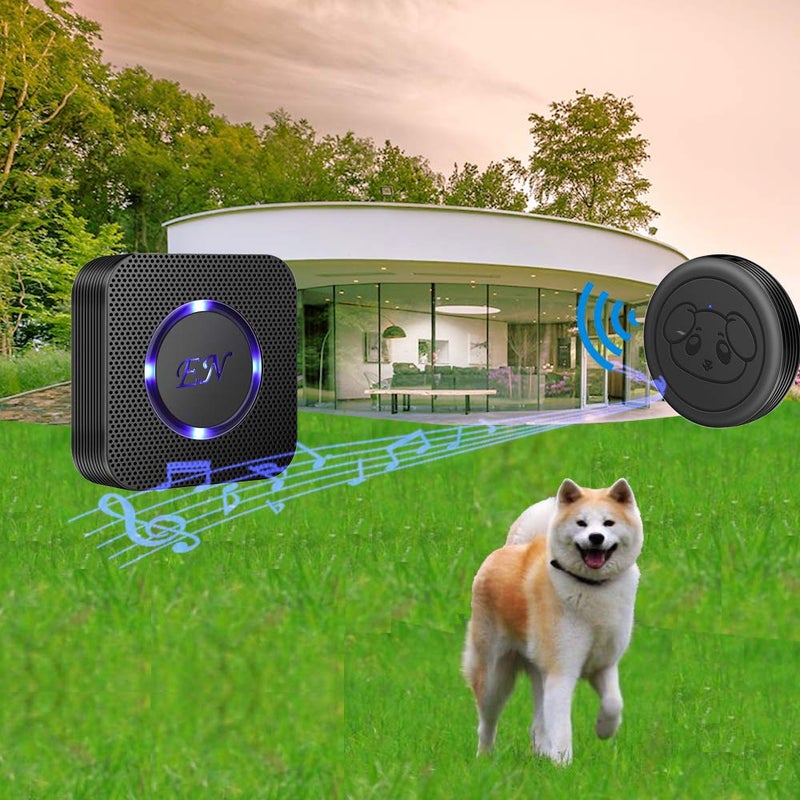 EverNary Dog Door Bell Wireless Doggie Doorbells for Potty Training with Waterproof Touch Button Dog Bells (2 Receiver 2 Transmitters, Black) - Image 2